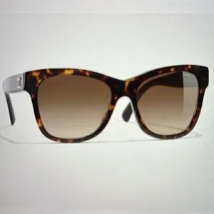 EUC Chanel Acetate Square Sunglasses Chanel Acetate Square Sunglasses 6059 Black Beige 1824360  main image 4